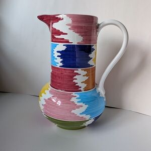 Deruta hand made ceramic pottery pitcher Made in Italy CHIP